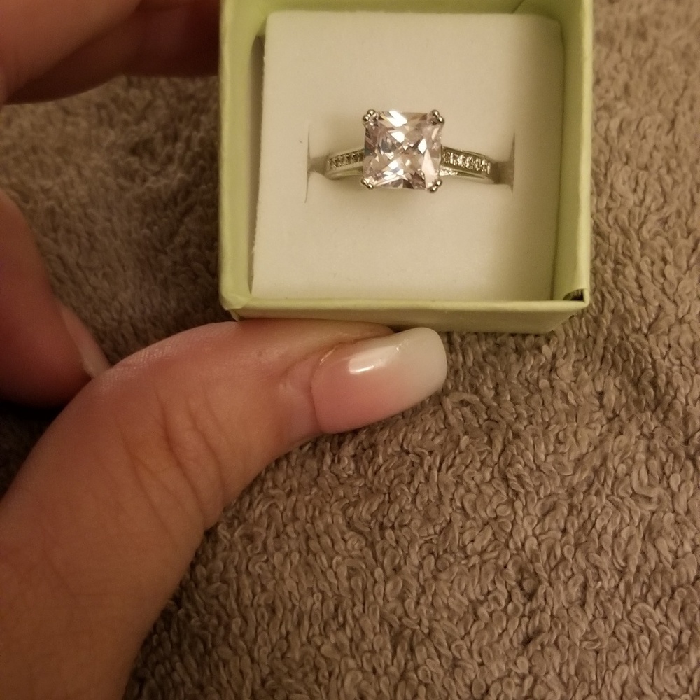 2 ct Princess Sona CZ ring 925 w/white gold over